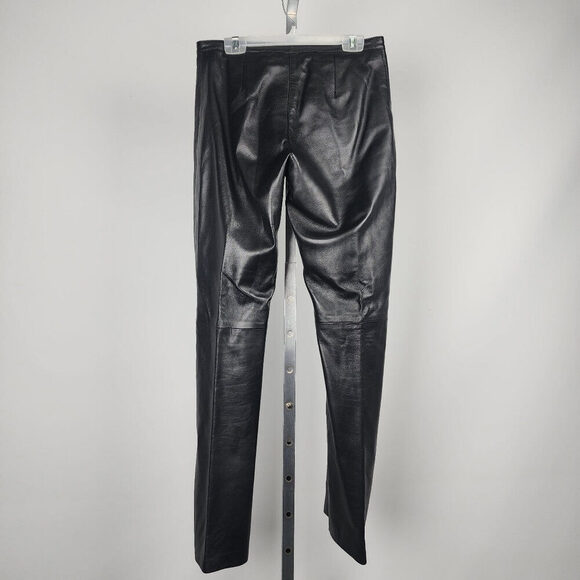 Vintage Boutique Of Leathers Black Leather Straight Leg Pants Size 29 - Picture 6 of 10